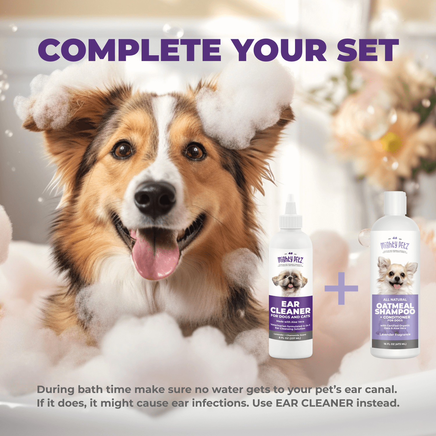 4-in-1 Dog Ear Cleaner - Cleaning Solution for Healthy Ears - Lavender-Chamomile
